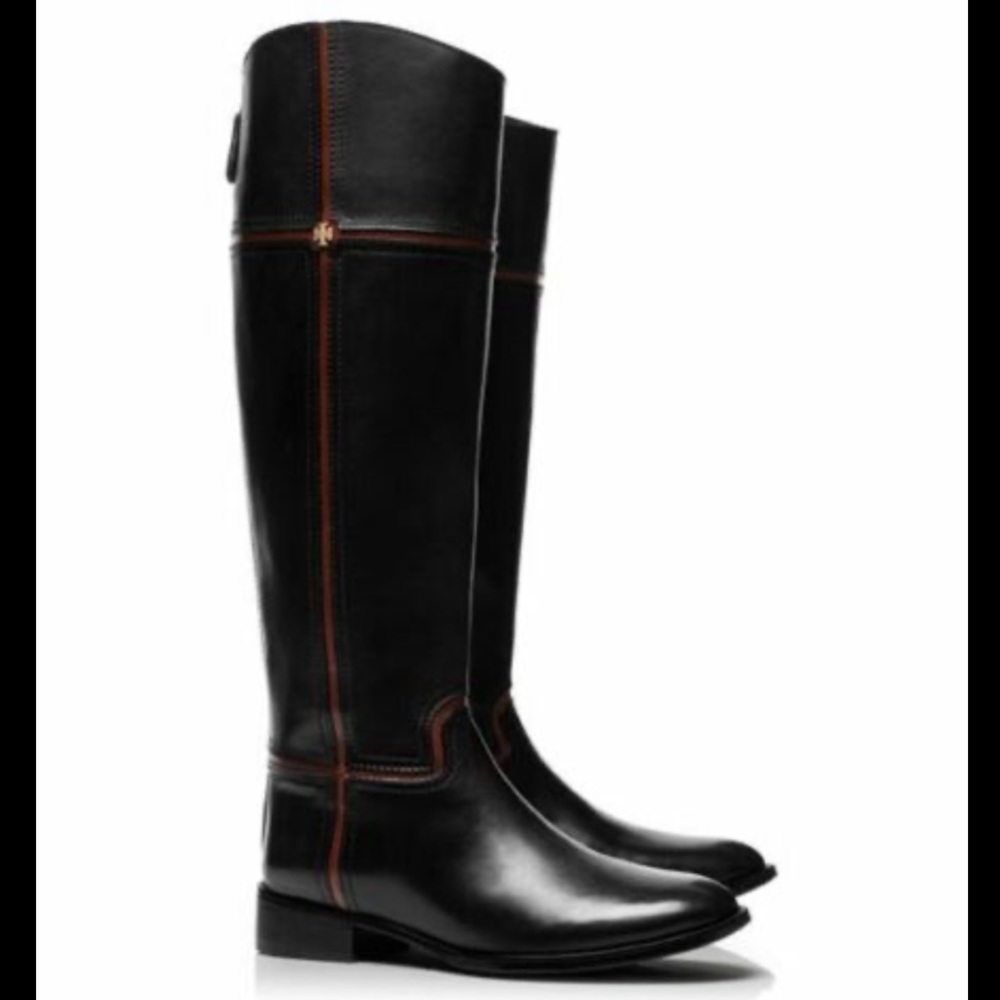 Tory Burch Juliet Equestrian Riding Boot Brand New With Box Size 7 Black Almond